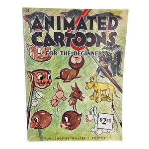 VTG 60s Walter Foster Animated Cartoons For Beginners Drawing Instructional Book